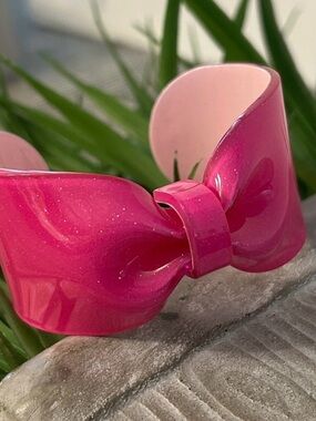 Pink Bow Cuff Bracelet NEW lightweight acrylic